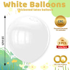 KAWKALSH White Giant Balloons – 32 Pack, 18 Inch | Heavy-Duty Latex for Birthday, Wedding, Baby Shower