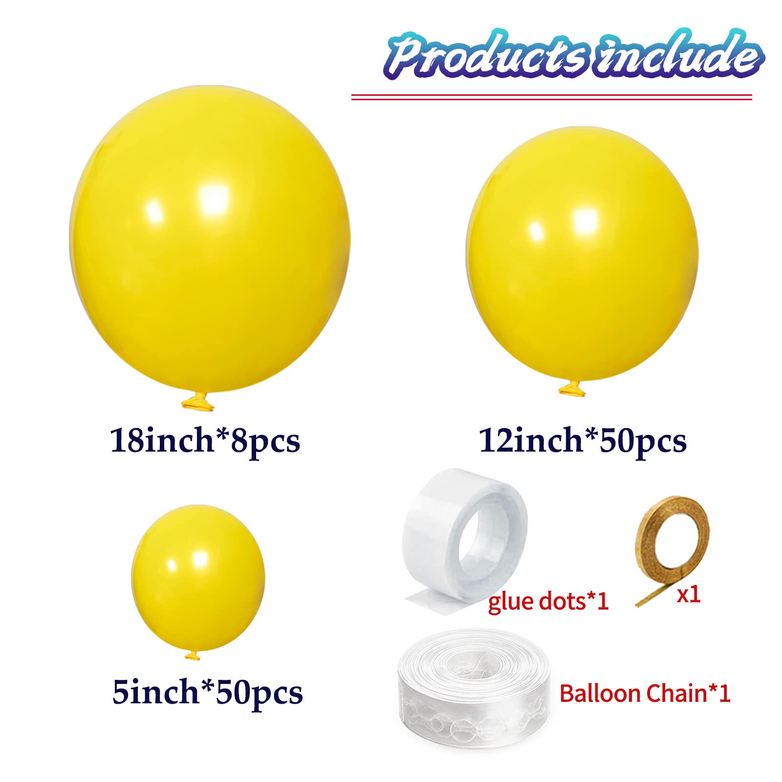 KAWKALSH Yellow Balloon Arch Kit – 111Pcs Latex Balloons for Birthday, Baby Shower, Wedding & More