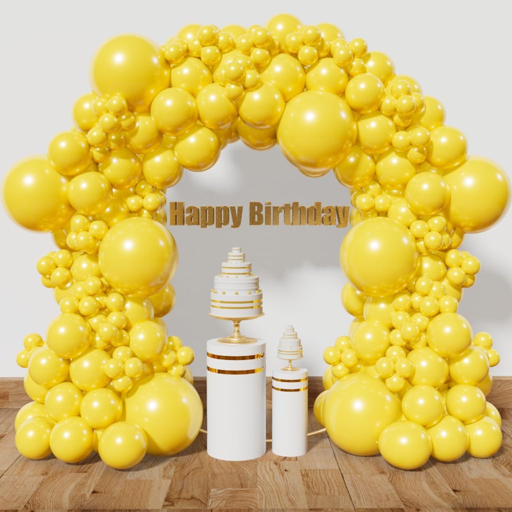 KAWKALSH Yellow Balloon Arch Kit – 111Pcs Latex Balloons for Birthday, Baby Shower, Wedding & More