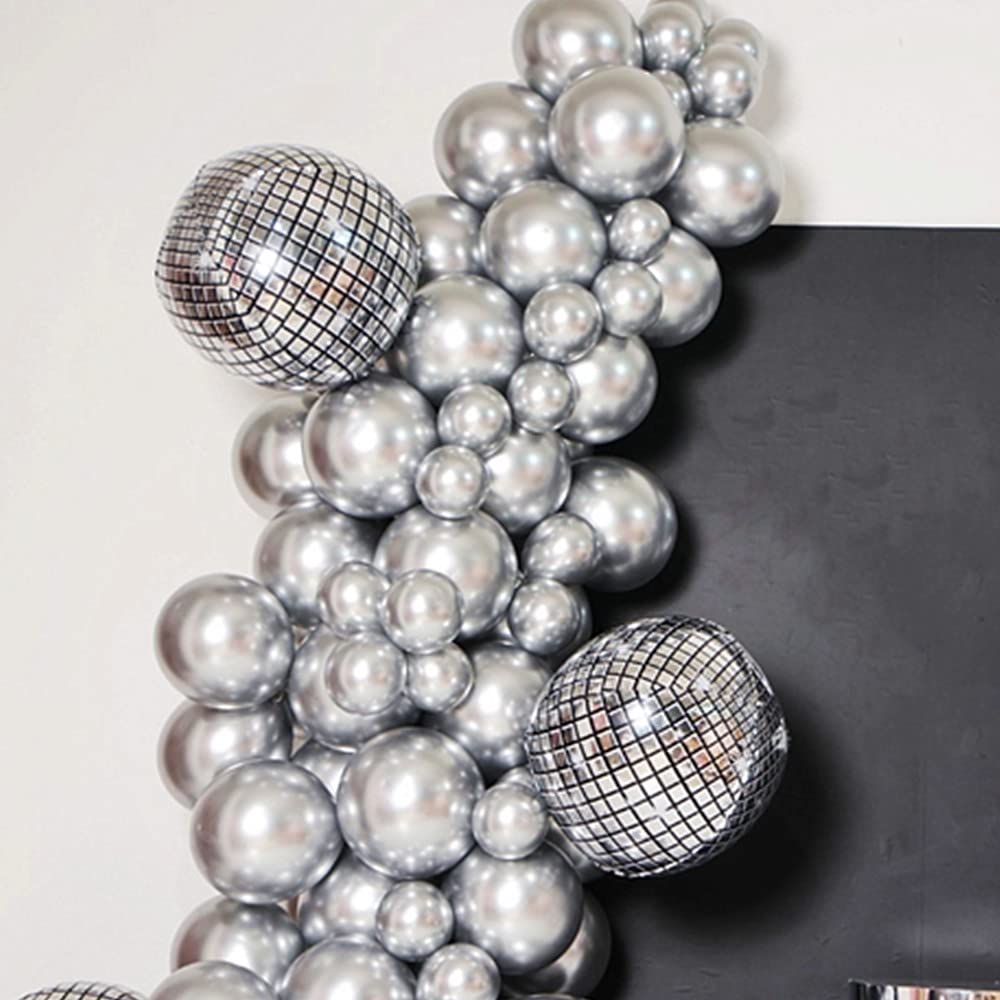 KBZVNAF Silver Metallic Chrome Latex Balloons – 50 Pack, 12-Inch Round Helium Balloons for Birthday, Wedding & Celebration Decor