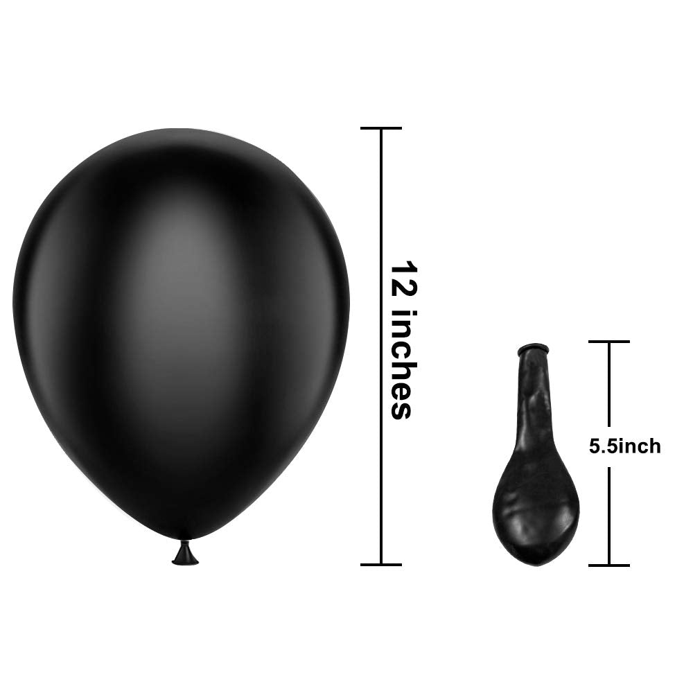 KBZVNAF Black Matte Latex Balloons – 50 Pack, 12in, Helium Ready for Weddings & Parties