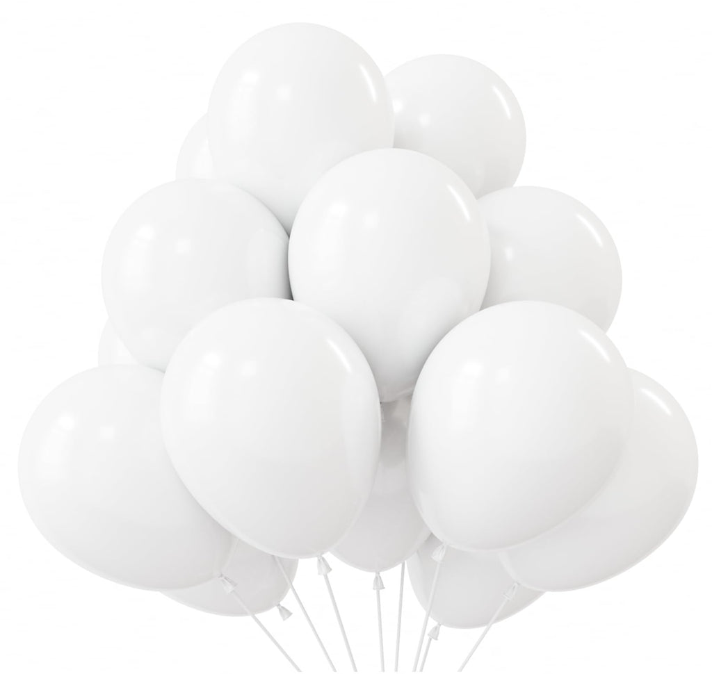 KBZVNAF White Latex Balloons - 50 Pack, 12-Inch Matte White Balloons for Weddings, Birthdays & Events