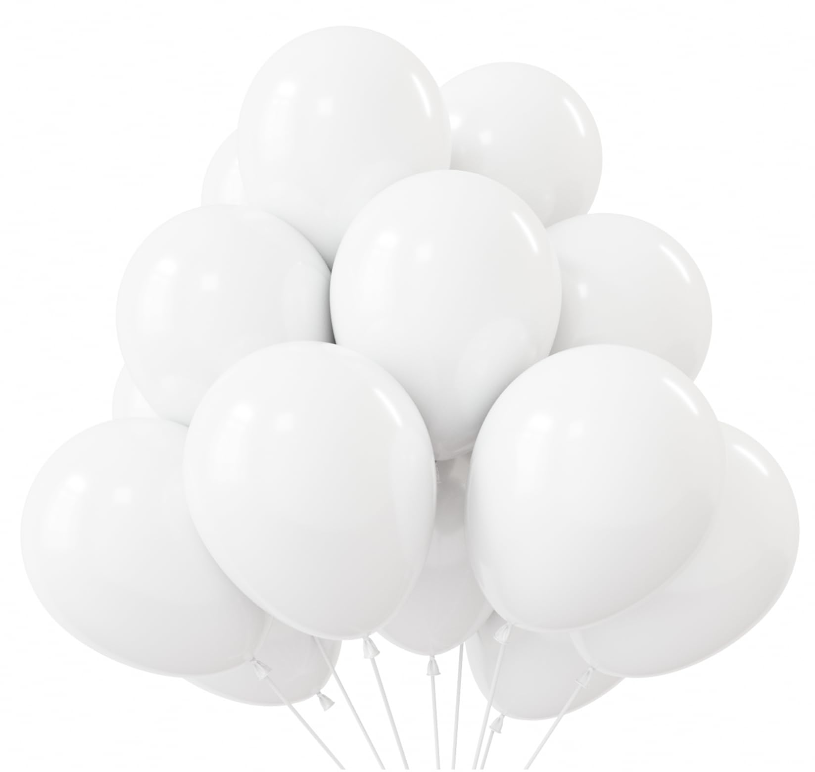 KBZVNAF White Latex Balloons - 50 Pack, 12-Inch Matte White Balloons for Weddings, Birthdays & Events