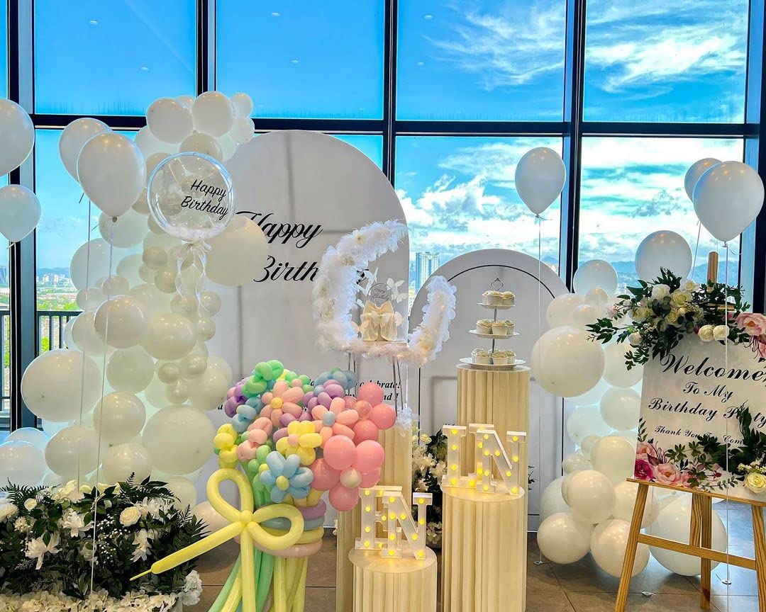 KBZVNAF White Latex Balloons - 50 Pack, 12-Inch Matte White Balloons for Weddings, Birthdays & Events