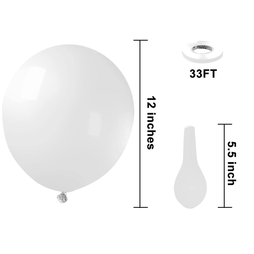 KBZVNAF White Latex Balloons - 50 Pack, 12-Inch Matte White Balloons for Weddings, Birthdays & Events