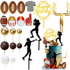 KDPATFAV 21Pcs Football Cake Topper Set – Acrylic Happy Birthday Toppers & Sports-Themed Cupcake Picks