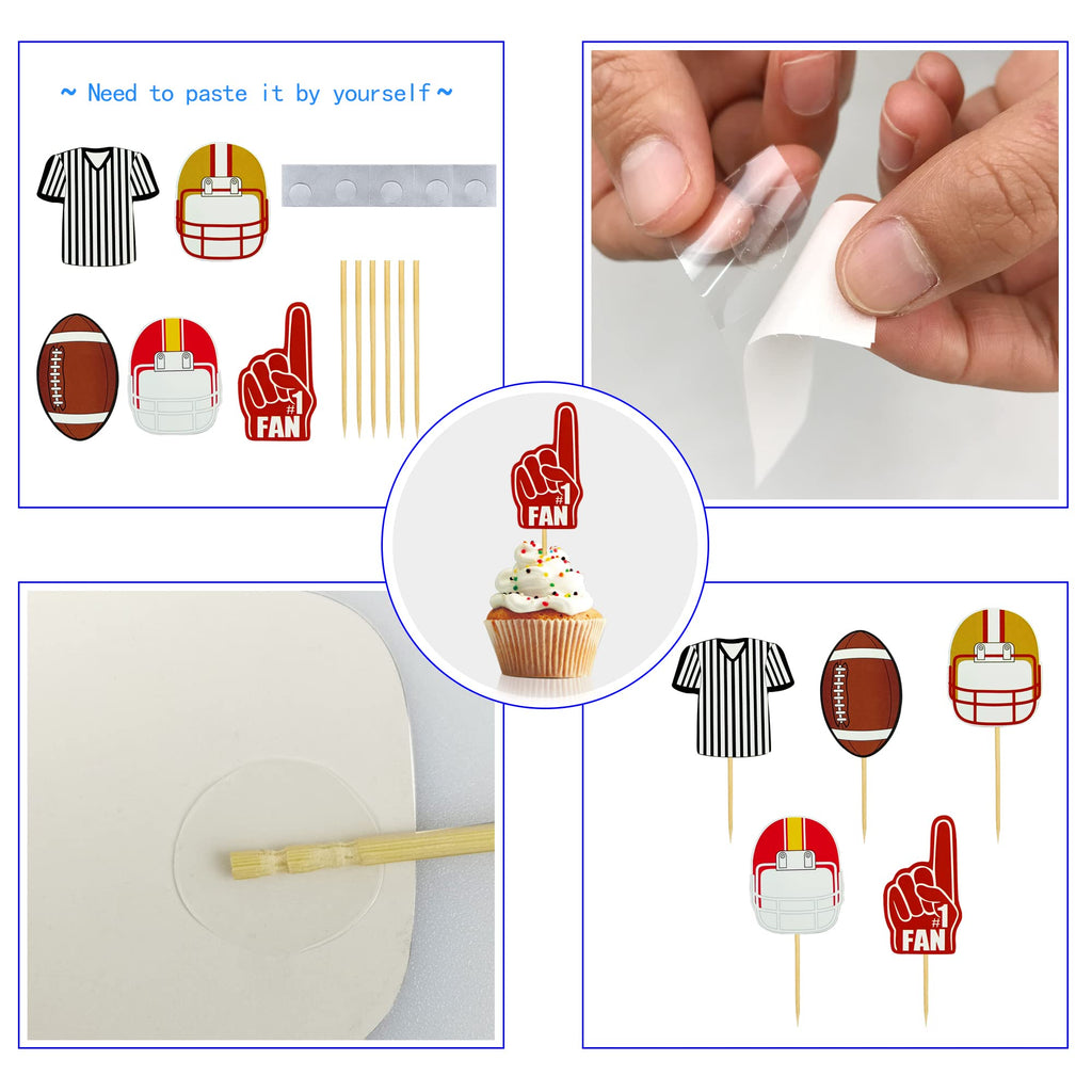 KDPATFAV 21Pcs Football Cake Topper Set – Acrylic Happy Birthday Toppers & Sports-Themed Cupcake Picks