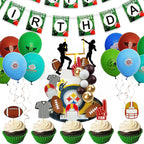 KDPATFAV 21Pcs Football Cake Topper Set – Acrylic Happy Birthday Toppers & Sports-Themed Cupcake Picks