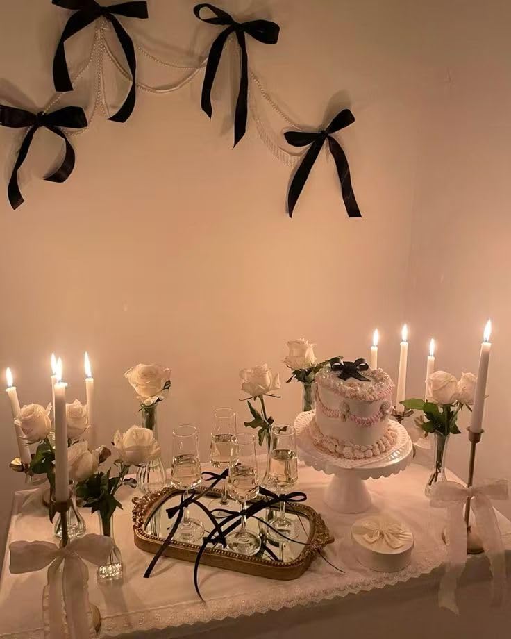 Keaziu 20 Pack Black Bow Cupcake Toppers – Coquette Birthday Cake Decor