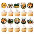 Keaziu 36Pcs Hunting Birthday Cupcake Toppers – Deer, Gun, Forest Theme Party Decor