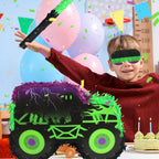 Kedaijin Green & Purple Monster Truck Pinata – Small (15.75x11x2.36 in) with Stick & Blindfold