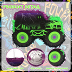 Kedaijin Green & Purple Monster Truck Pinata – Small (15.75x11x2.36 in) with Stick & Blindfold