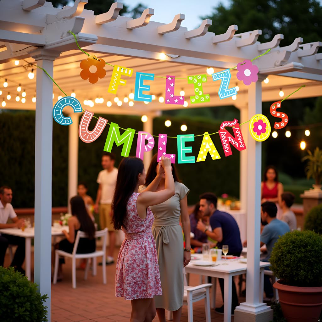 KEEGONU Feliz Cumpleaños Banner | Spanish Birthday Party Decoration