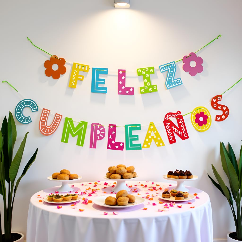 KEEGONU Feliz Cumpleaños Banner | Spanish Birthday Party Decoration