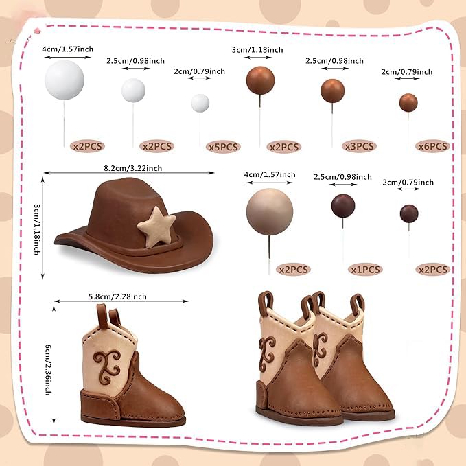 KEEPARTY 28Pcs Cowboy Cake Toppers — Hat & Boot Decorations for Western Parties