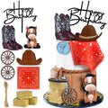 KEEPARTY Cowboy Hat & Boot Cake Toppers — Western Theme Party Decor (Brown)