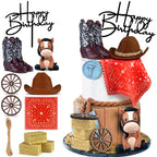 KEEPARTY Cowboy Hat & Boot Cake Toppers — Western Theme Party Decor (Brown)