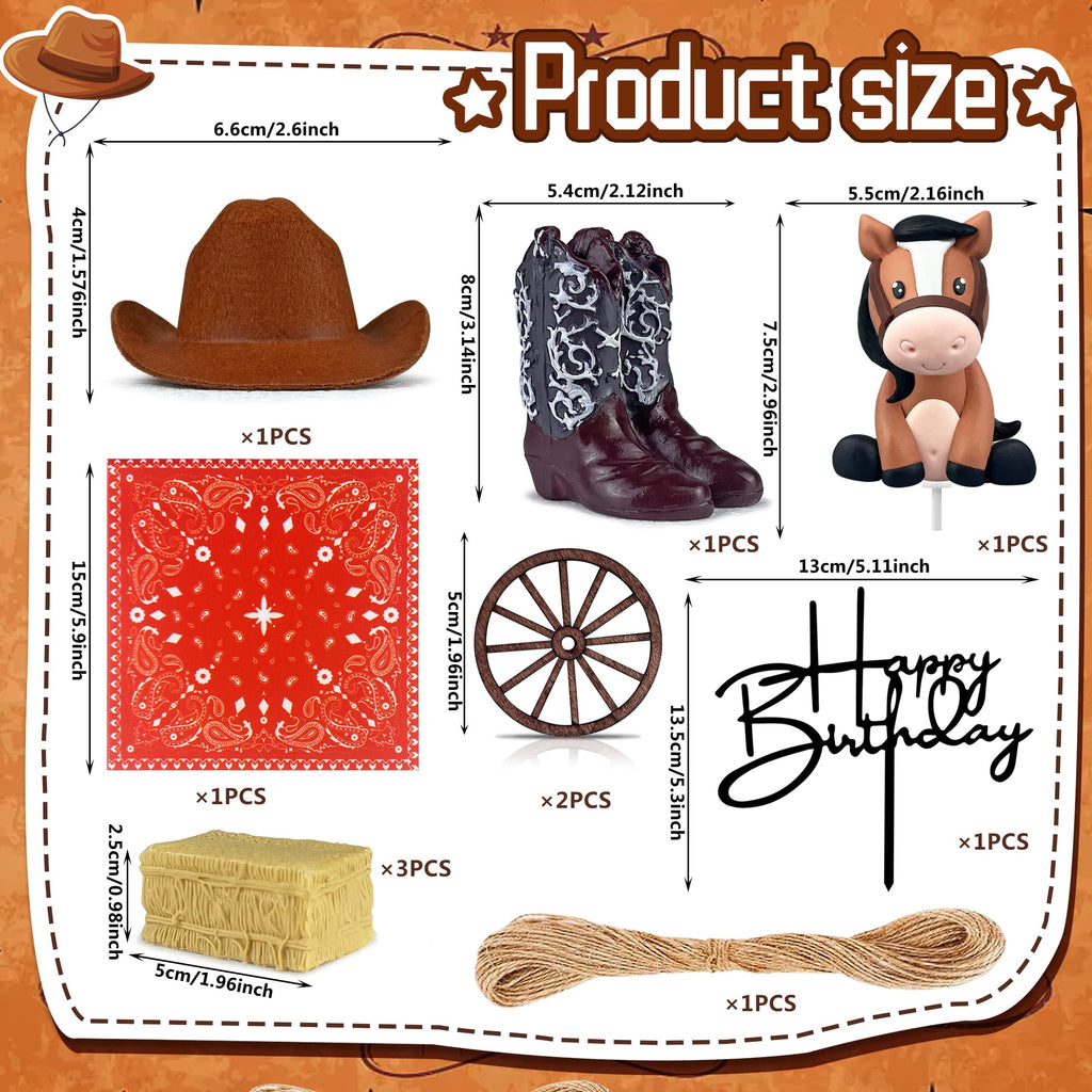 KEEPARTY Cowboy Hat & Boot Cake Toppers — Western Theme Party Decor (Brown)