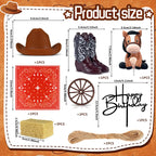 KEEPARTY Cowboy Hat & Boot Cake Toppers — Western Theme Party Decor (Brown)