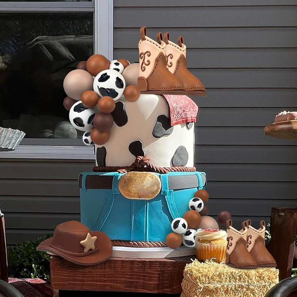 KEEPARTY 28Pcs Cowboy Cake Toppers — Hat & Boot Decorations for Western Parties