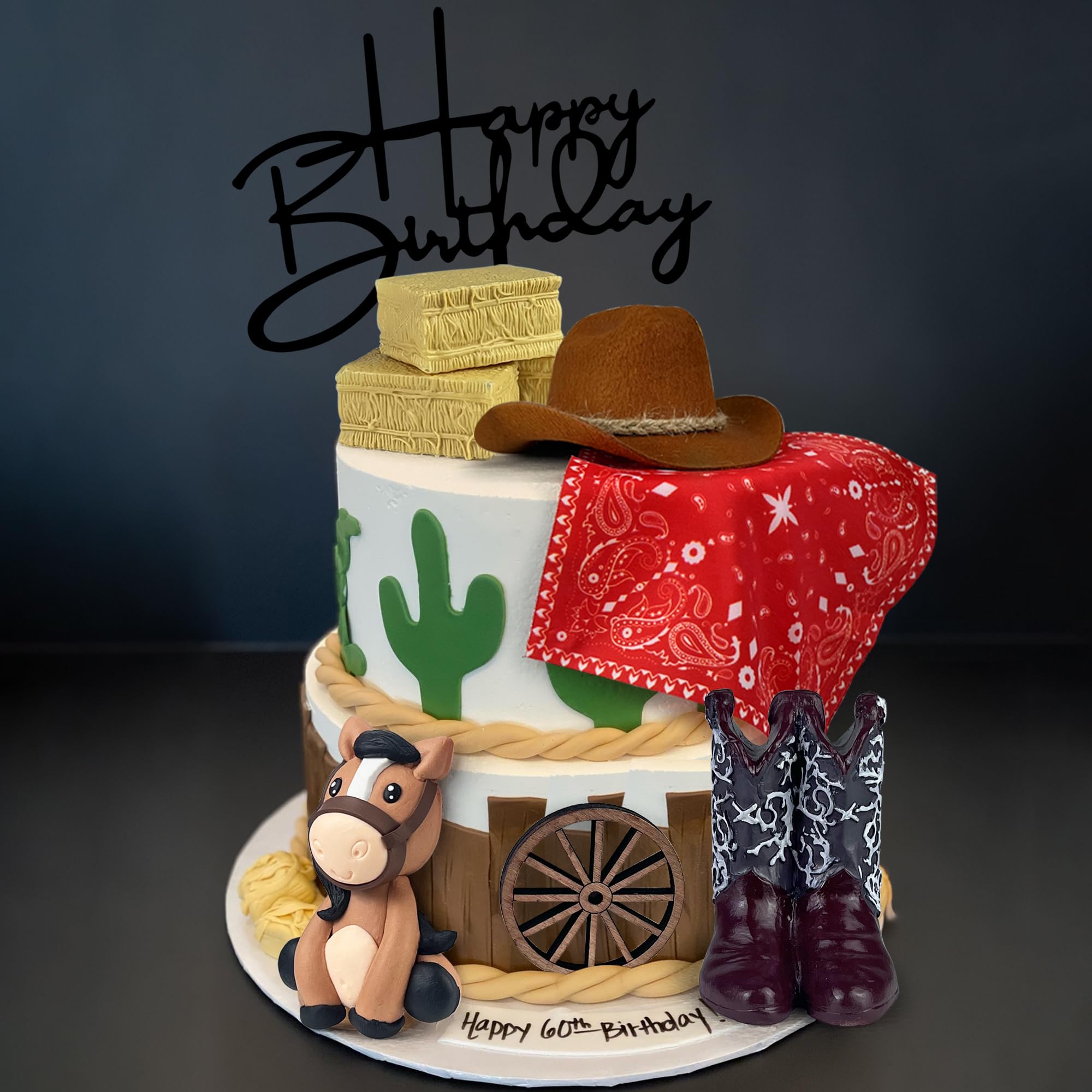 KEEPARTY Cowboy Hat & Boot Cake Toppers — Western Theme Party Decor (Brown)