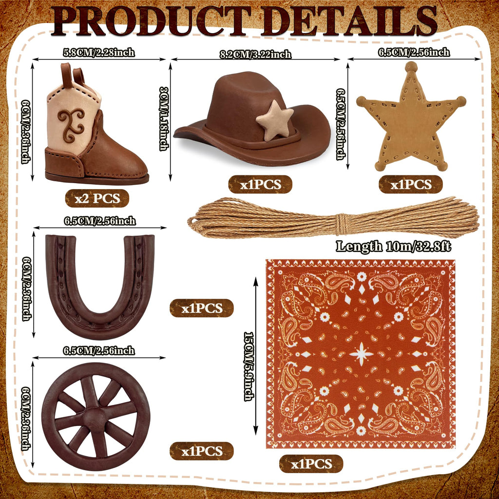 KEE PARTY Cowboy Cake Decorations: Cowboy Hat & Boot Cake Toppers for Western Themed Cakes