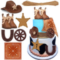KEE PARTY Cowboy Cake Decorations: Cowboy Hat & Boot Cake Toppers for Western Themed Cakes