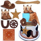 KEE PARTY Cowboy Cake Decorations: Cowboy Hat & Boot Cake Toppers for Western Themed Cakes
