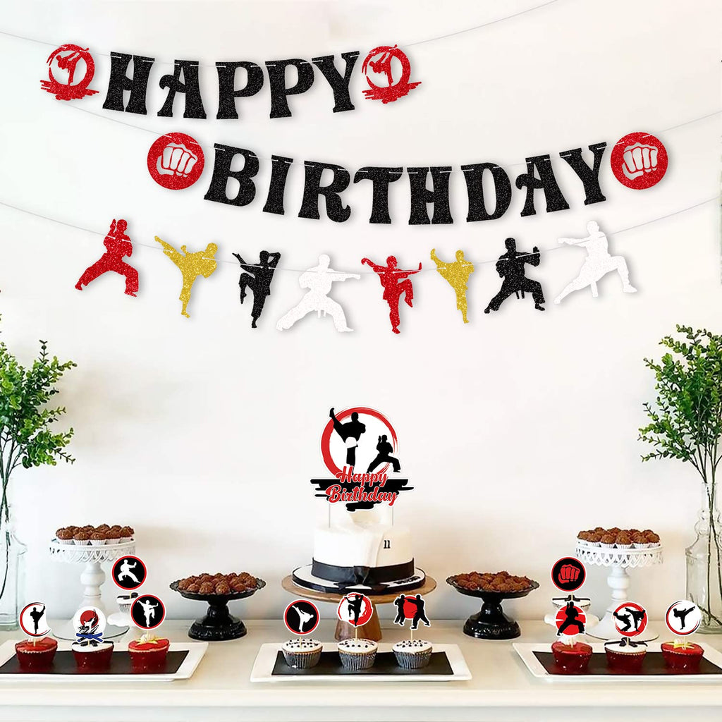 KEFAN Karate Sports Party Supplies – Taekwondo Birthday Banners, Cake Toppers & Balloons