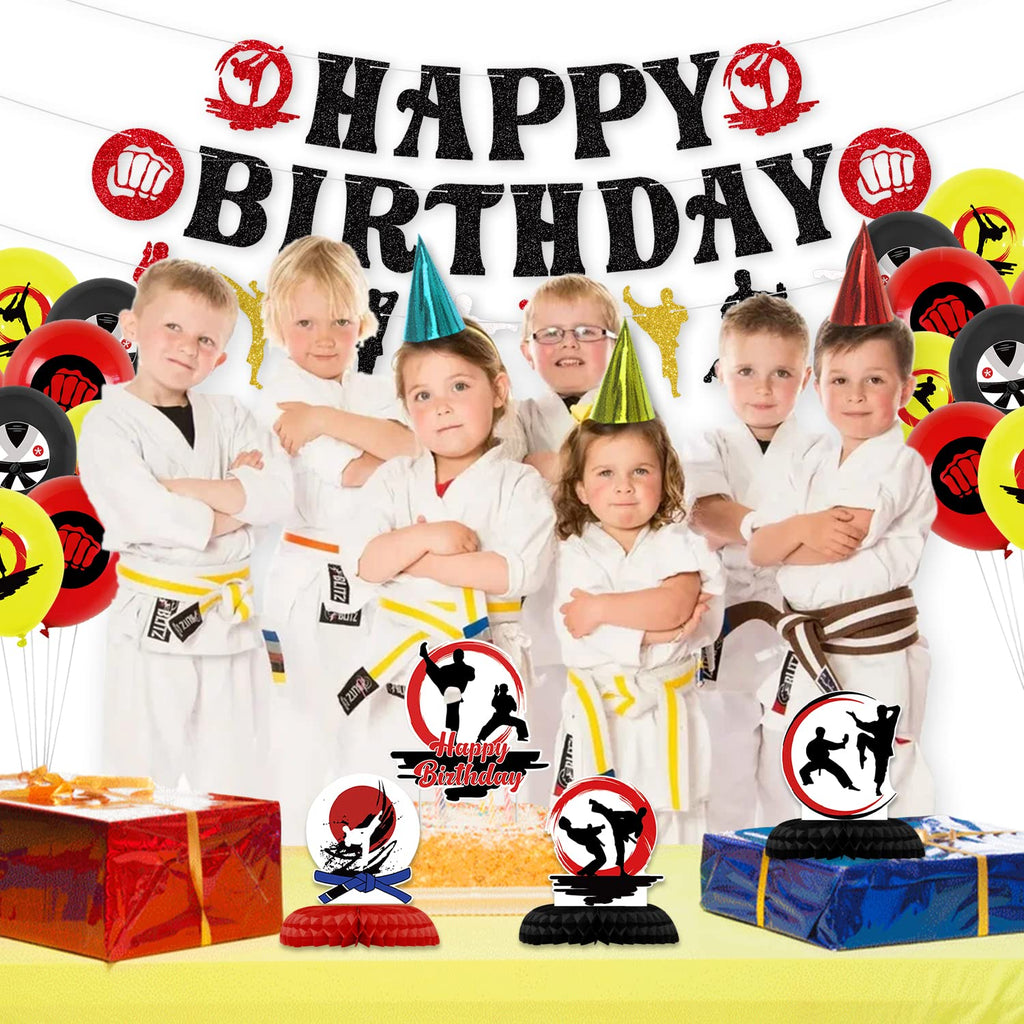 KEFAN Karate Sports Party Supplies – Taekwondo Birthday Banners, Cake Toppers & Balloons