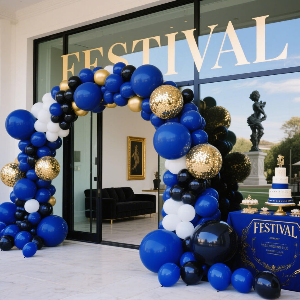 K.E.J Royal Blue Balloon Arch Kit – 145pcs Latex Balloons (18, 12, 10, 5 Inch) for Party Decoration
