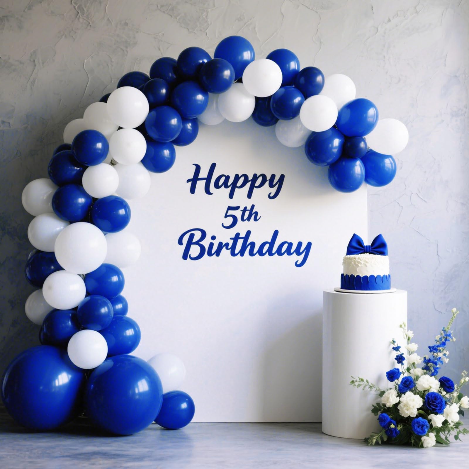 K.E.J Royal Blue Balloon Arch Kit – 145pcs Latex Balloons (18, 12, 10, 5 Inch) for Party Decoration