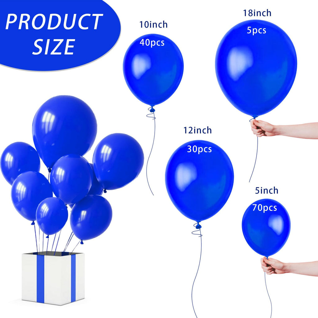K.E.J Royal Blue Balloon Arch Kit – 145pcs Latex Balloons (18, 12, 10, 5 Inch) for Party Decoration