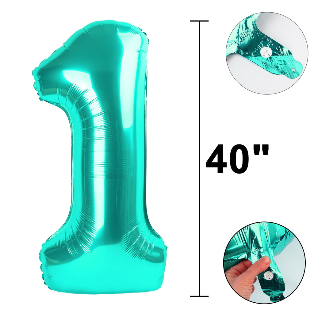 Kelfuoya 40-Inch Teal Number 1 Balloon – Jumbo Mylar Foil Balloons for Birthday Parties, Weddings & Anniversaries