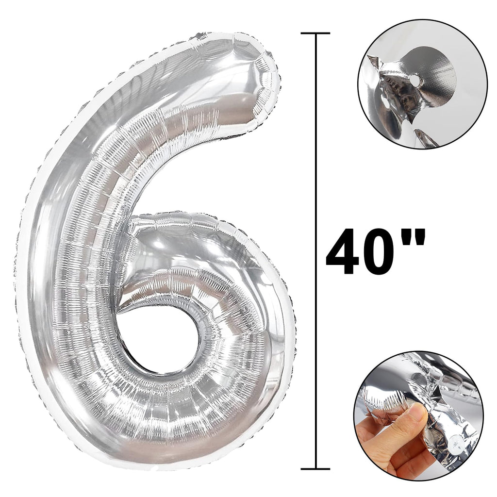 Kelfuoya 40-Inch Silver Number 16 Balloon – Jumbo Mylar Foil Balloons for 16th Birthday or Anniversary