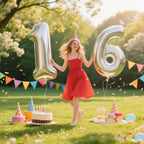 Kelfuoya 40-Inch Silver Number 16 Balloon – Jumbo Mylar Foil Balloons for 16th Birthday or Anniversary