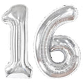 Kelfuoya 40-Inch Silver Number 16 Balloon – Jumbo Mylar Foil Balloons for 16th Birthday or Anniversary
