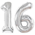Kelfuoya 40-Inch Silver Number 16 Balloon – Jumbo Mylar Foil Balloons for 16th Birthday or Anniversary