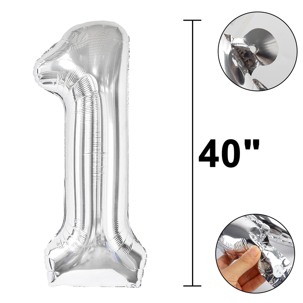 Kelfuoya 40-Inch Silver Number 16 Balloon – Jumbo Mylar Foil Balloons for 16th Birthday or Anniversary