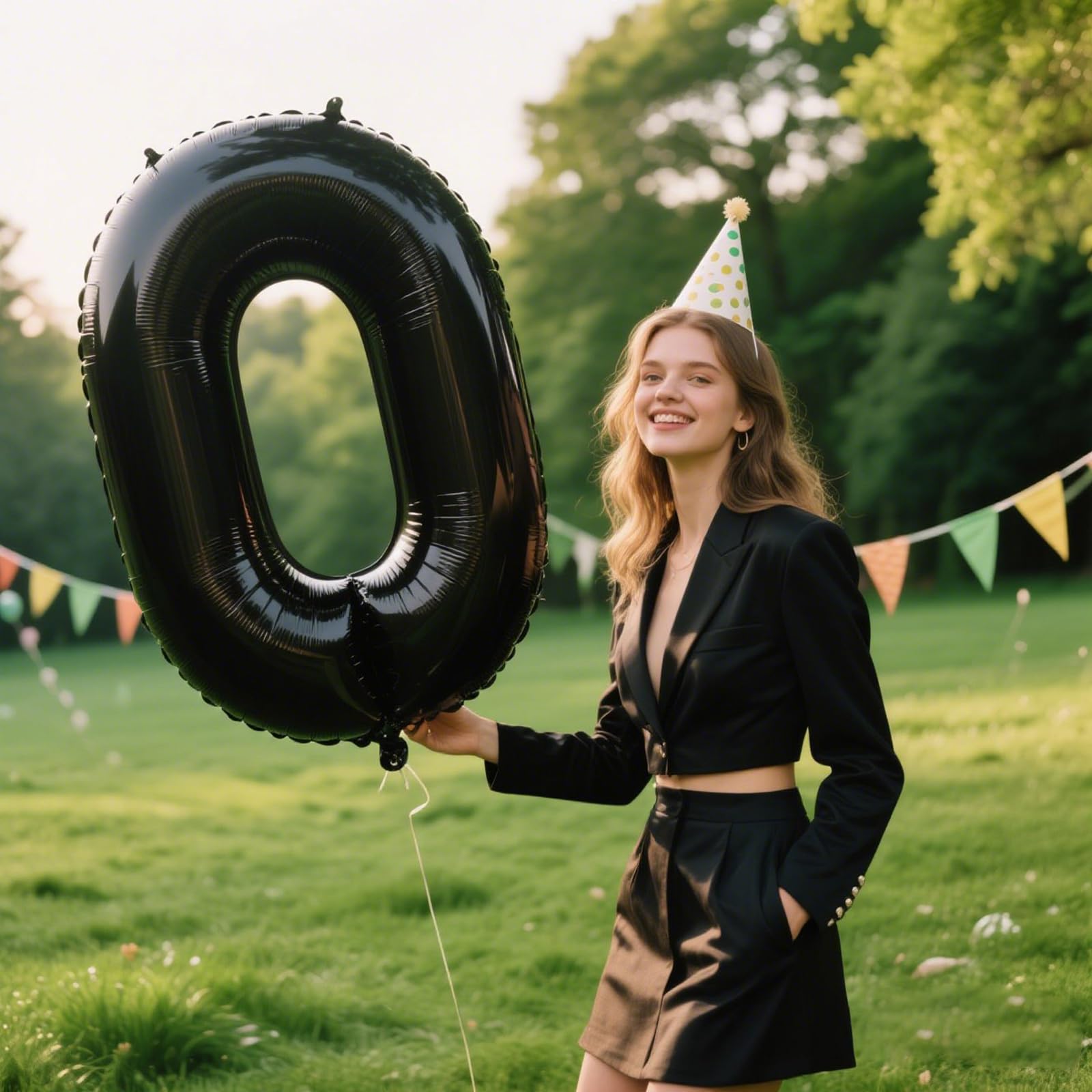 Kelfuoya 40-Inch Black Number 0 Foil Balloon – Large 0 Balloons for Birthday Party Decorations