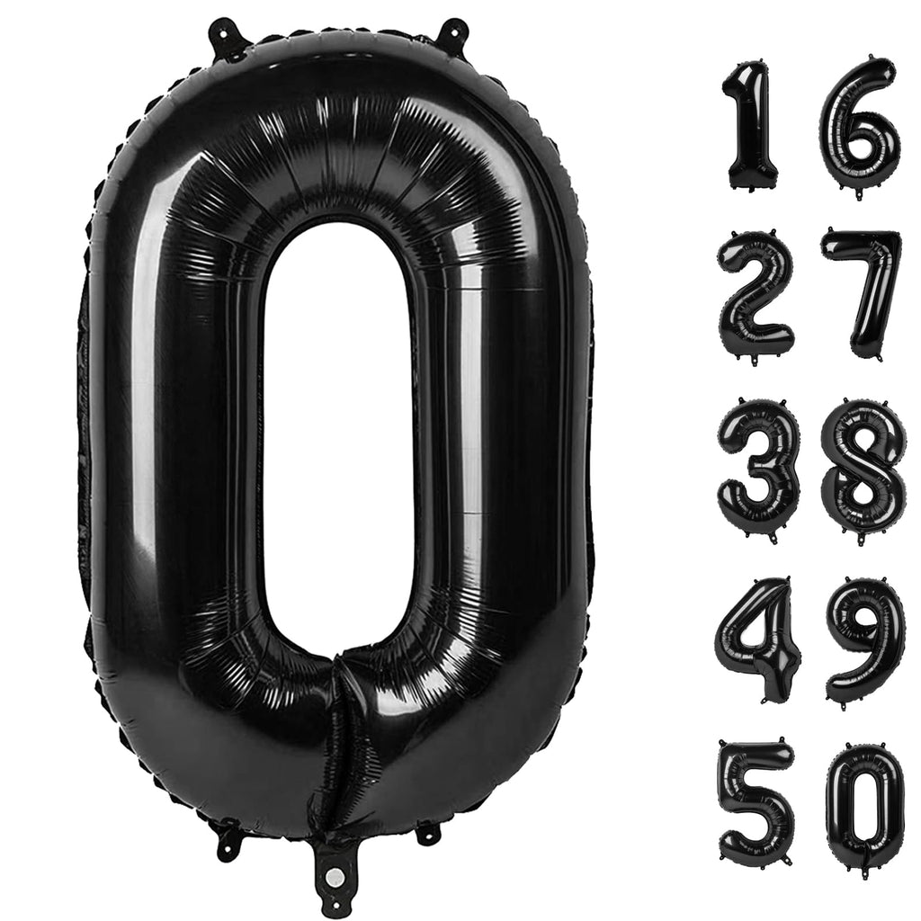 Kelfuoya 40-Inch Black Number 0 Foil Balloon – Large 0 Balloons for Birthday Party Decorations