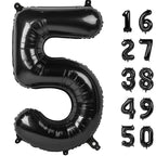 Kelfuoya 40 Inch Black Number 5 Foil Balloon - Giant Milestone Party Balloons