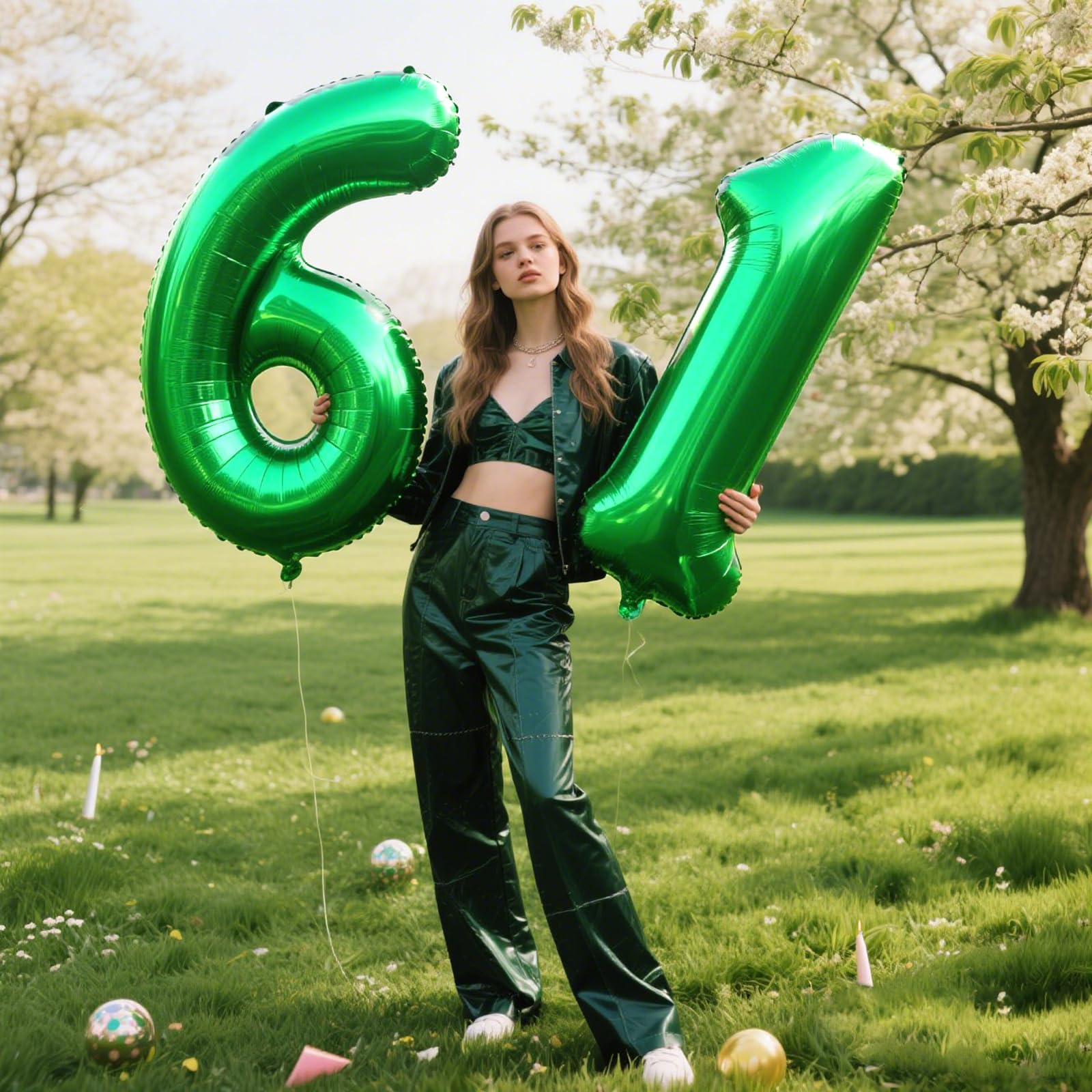Kelfuoya 40 Inch Green Number 16 Balloon | Jumbo Mylar Foil Balloons for Birthday & Anniversary