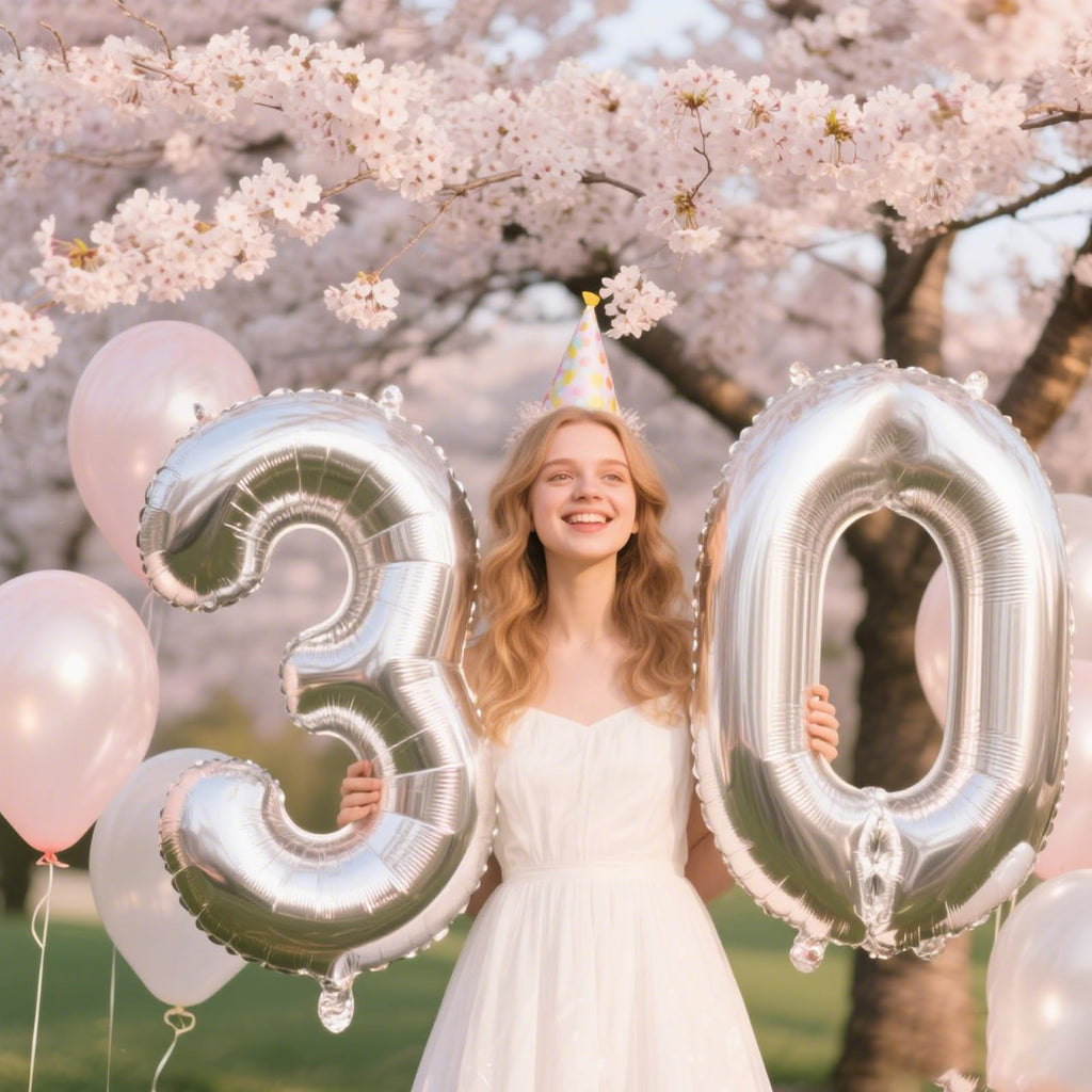 Kelfuoya 40-Inch Silver Number 30 Balloon – Jumbo Mylar Foil Helium Balloons for Birthday & Anniversary Parties