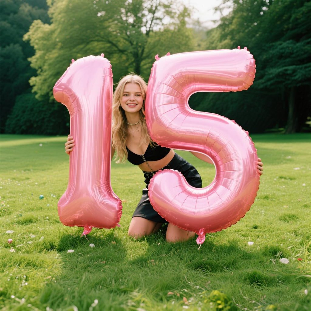 Kelfuoya 40-Inch Pearlescent Pink Number Balloon (Number 5) – Jumbo Mylar Foil Balloons for Birthdays and Celebrations