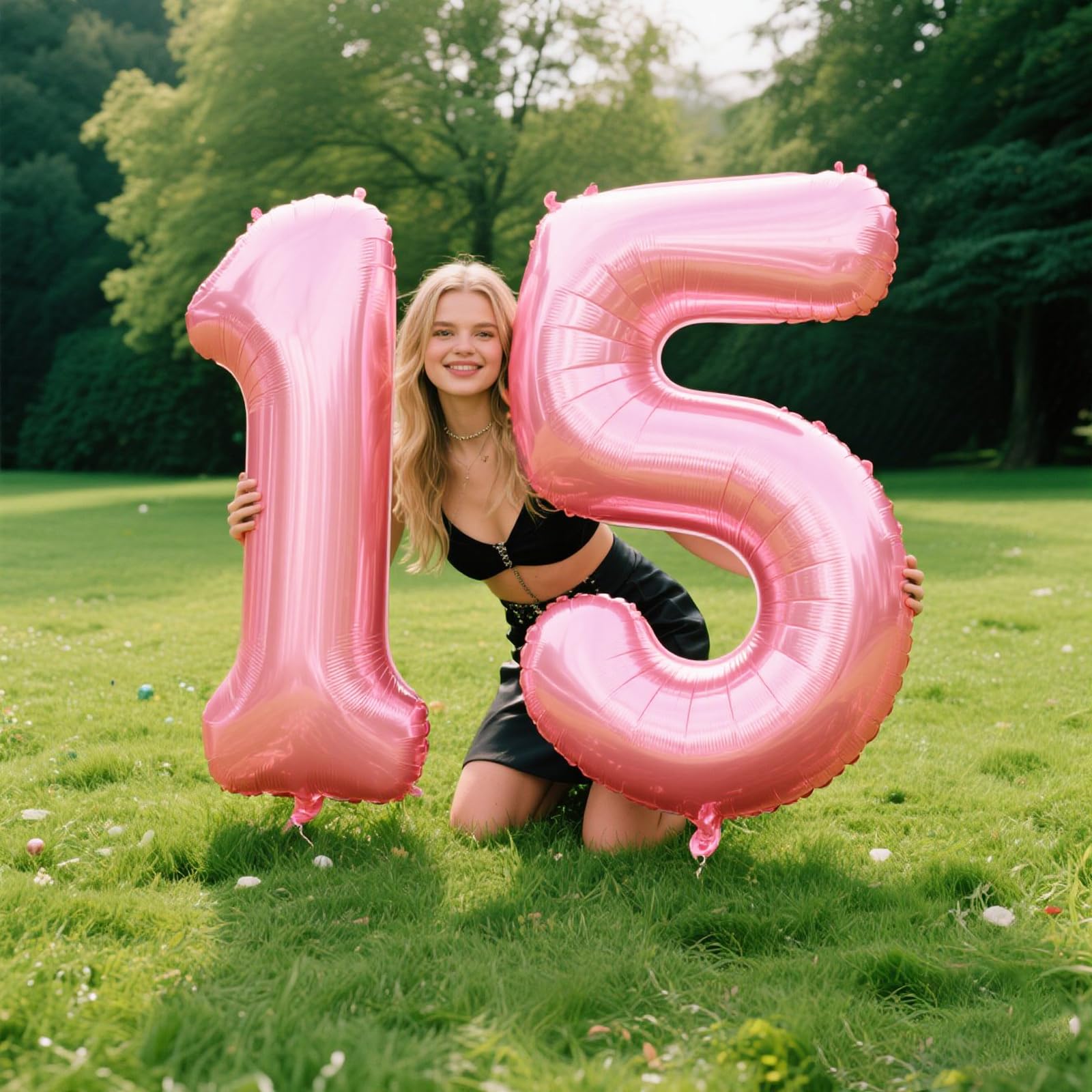 Kelfuoya 40-Inch Pearlescent Pink Number Balloon (Number 5) – Jumbo Mylar Foil Balloons for Birthdays and Celebrations