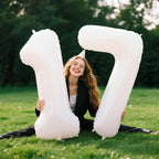 Kelfuoya 40-Inch White Number 17 Balloon – Jumbo Mylar Digital Balloons for Party Decor