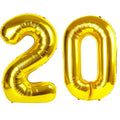 Kelfuoya 40 Inch Gold Number 20 Balloon – Jumbo Mylar Foil Balloons for 20th Birthday & Anniversary