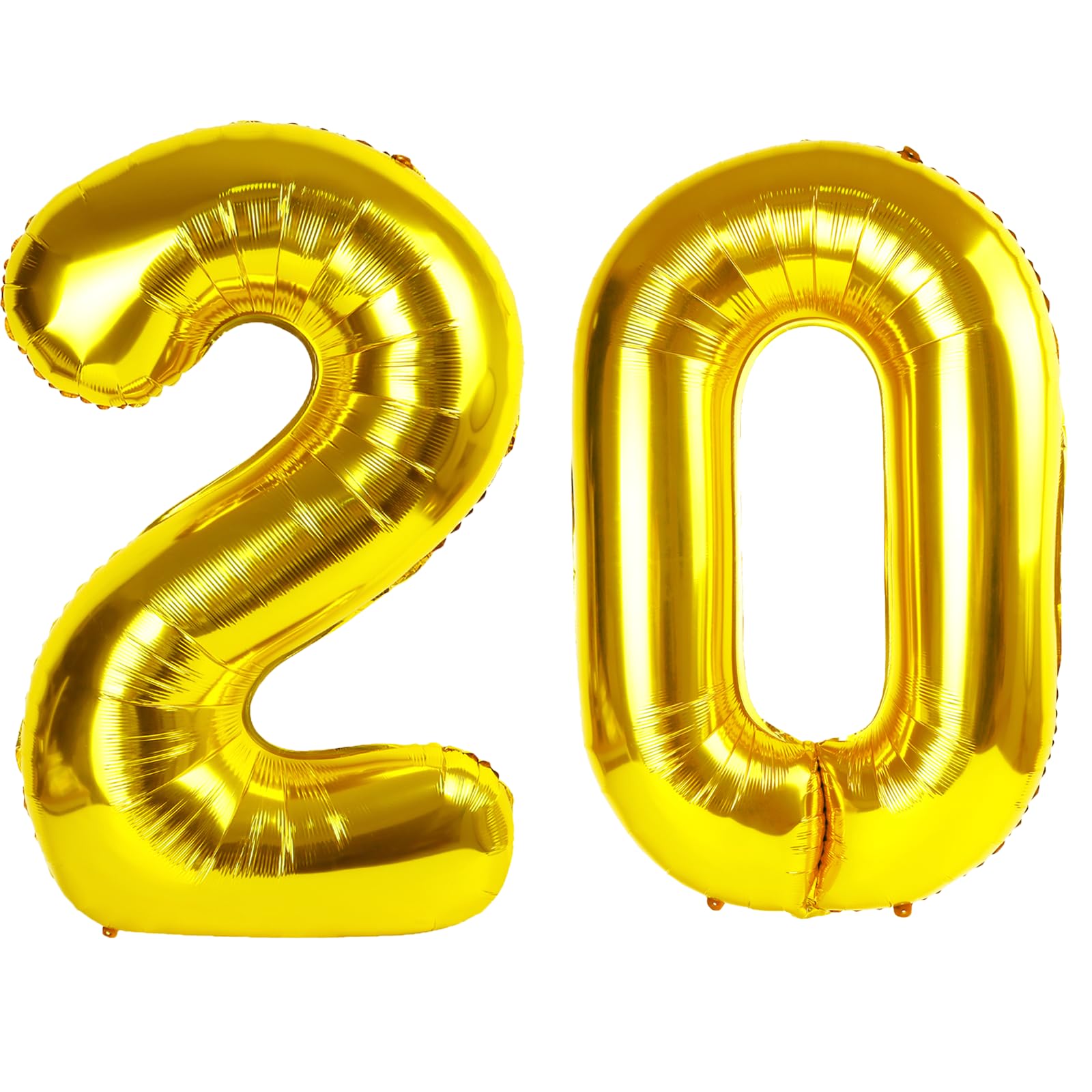 Kelfuoya 40 Inch Gold Number 20 Balloon – Jumbo Mylar Foil Balloons for 20th Birthday & Anniversary