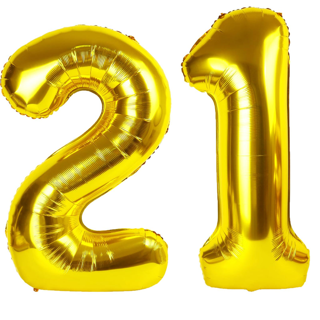 Kelfuoya 40 Inch Gold Number 21 Balloon – Jumbo Mylar Foil Balloons for 21st Birthday, Anniversary & Party Decor